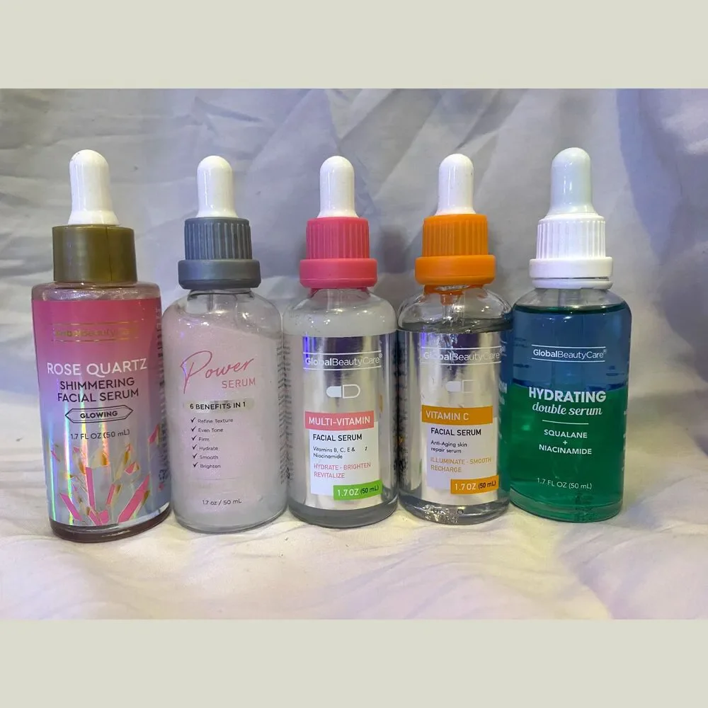 Lot of 5 Global Beauty Facial Serums Vitamin C Niacinamide Squalane 1.7oz